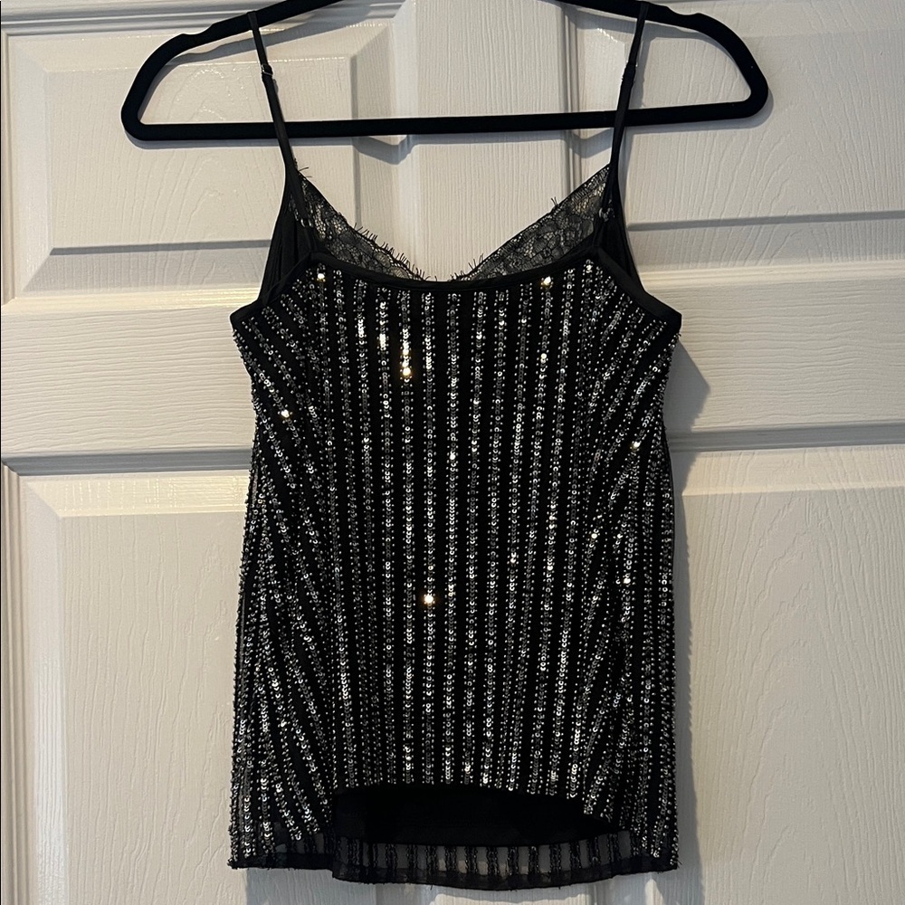 Cami NYC Black Silver Sequin Camisole Top XS NWOT - Picture 3 of 8